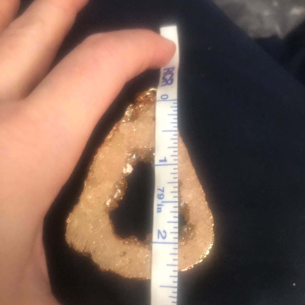 RoseGold Druzy Quartz Geode Slice Pendant/Earrings - Picture 2 of 3